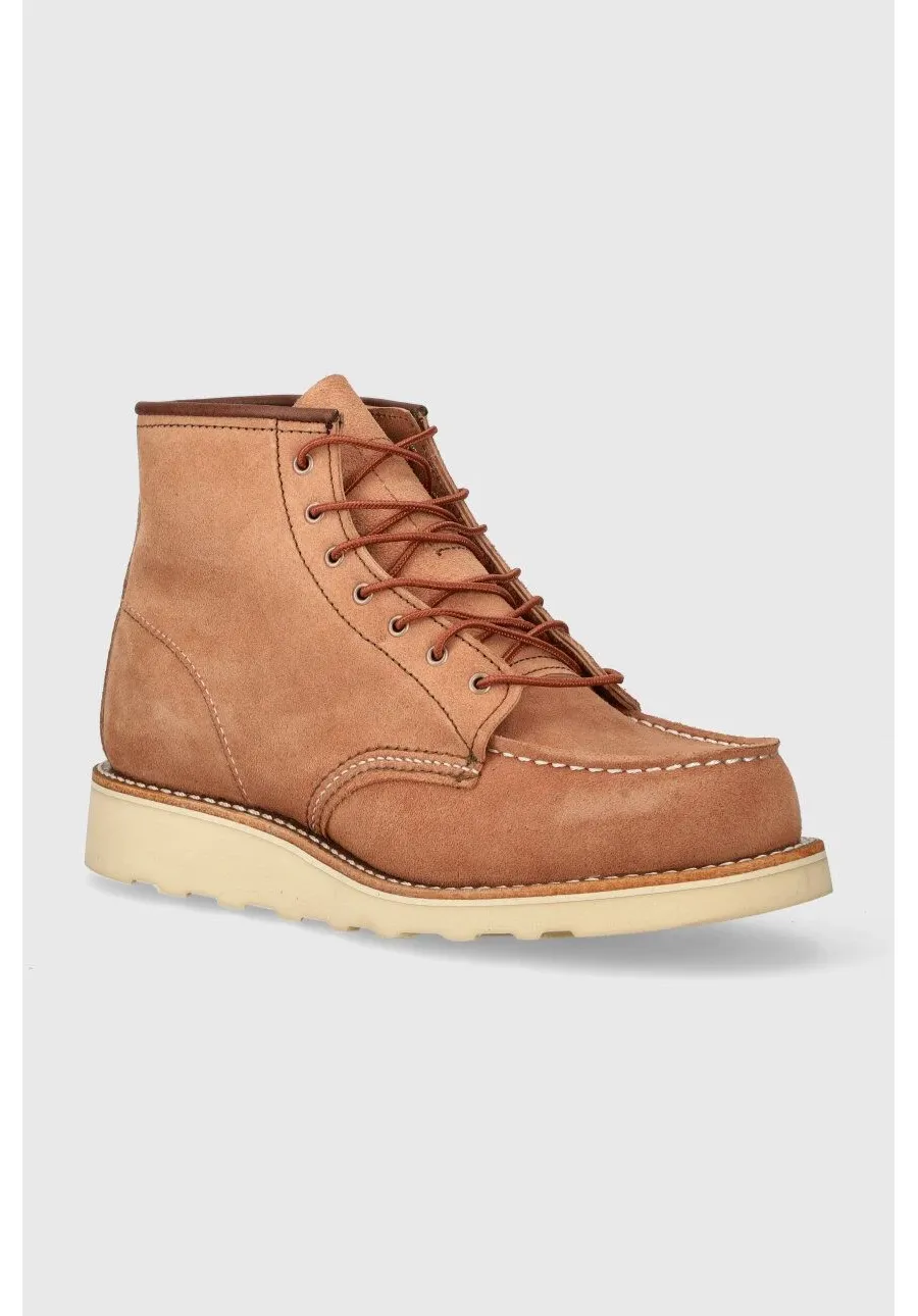 obrazek 1 Red Wing botki zamszowe 6-Inch Moc Toe damskie kolor różowy na płaskim obcasie 3319