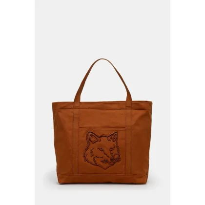 Zdjęcie Maison Kitsuné torba bawełniana Fox Head kolor brązowy LW05104WW0107