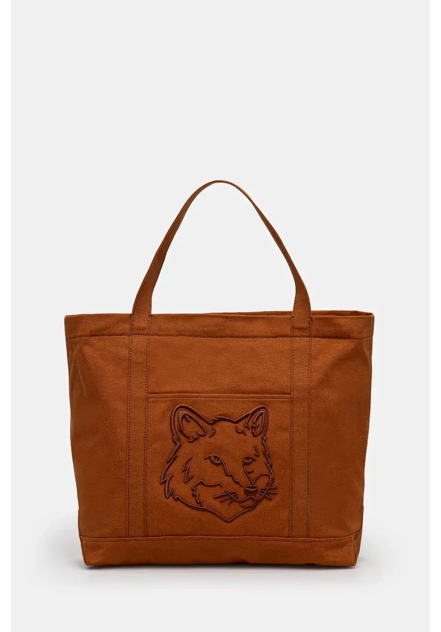 obrazek 1 Maison Kitsuné torba bawełniana Fox Head kolor brązowy LW05104WW0107