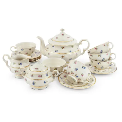 Zdjęcie Piękny stylowy 15-elementowy klasyczny zestaw do herbaty zdobiony motywem kwiatów – Leander