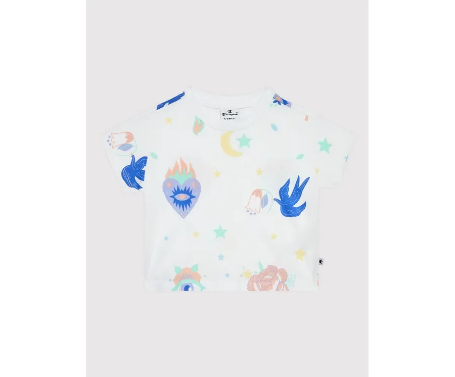 obrazek 1 Champion T-Shirt All-Over Colourful Print 404400 Biały Custom Fit