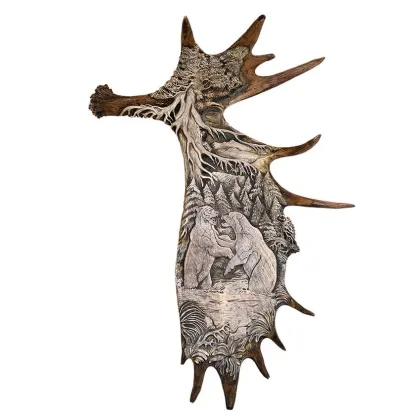 Zdjęcie Fantastyczna ozdoba do domu w tematyce myśliwskiej - łopata łosia z grawerunkiem