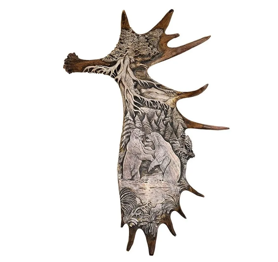 obrazek 1 Fantastyczna ozdoba do domu w tematyce myśliwskiej - łopata łosia z grawerunkiem