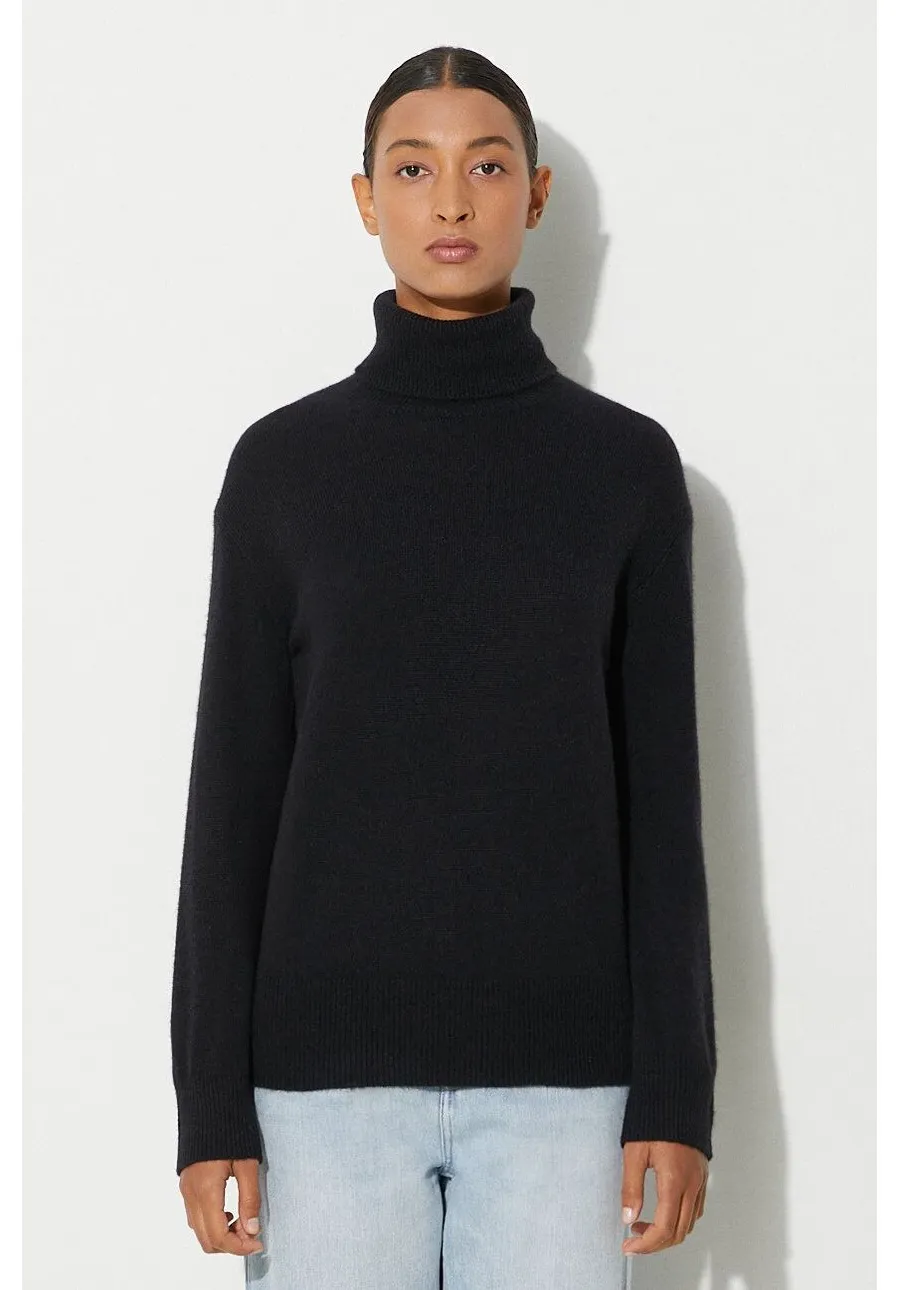 obrazek 1 A.P.C. sweter wełniany Pull Amal damski kolor czarny z golfem WYAAD-F23374