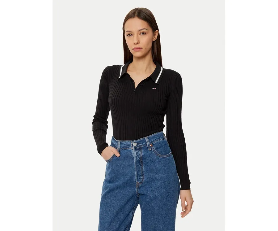 obrazek 1 Tommy Jeans Sweter DW0DW19887 Czarny Slim Fit