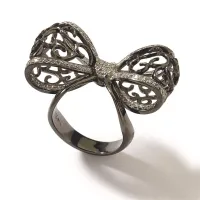 Picture Stylish ring Polished silver White zircons Also available in rhodium-plated or gold-plated version