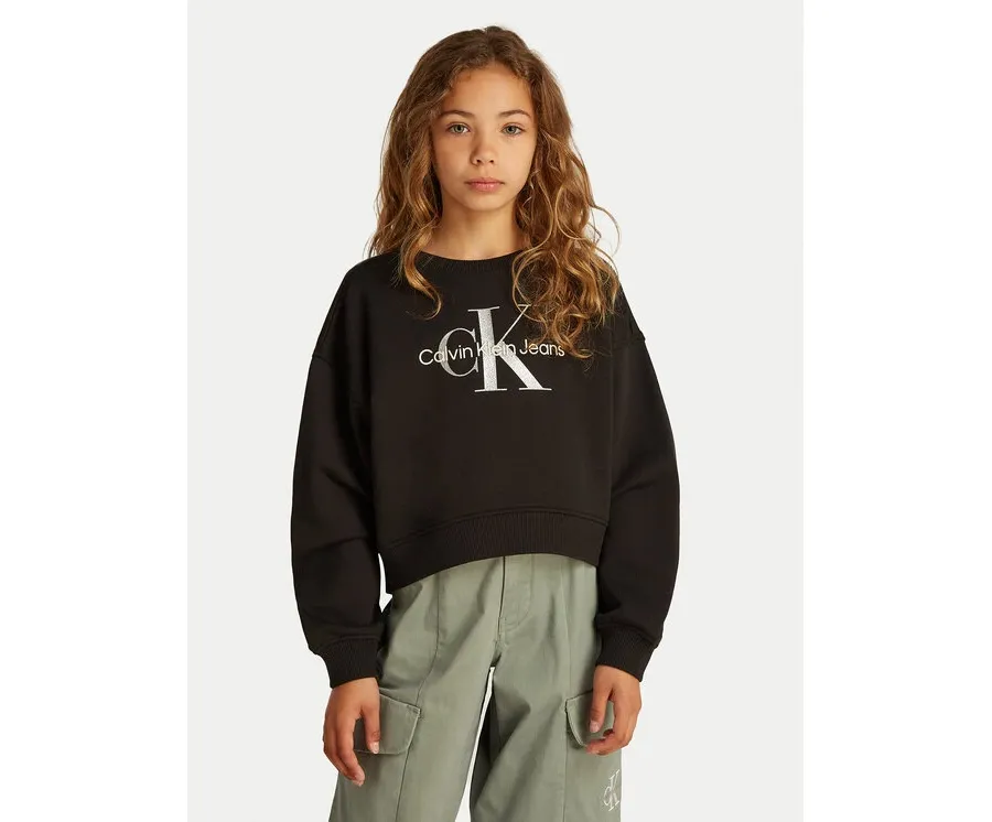 obrazek 1 Calvin Klein Jeans Bluza Glitter Monologo IG0IG02823 D Czarny Boxy Fit