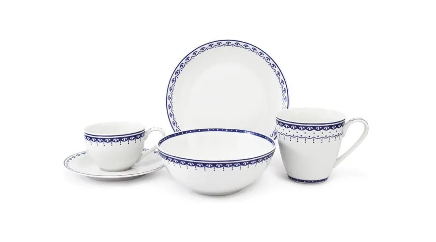 obrazek 1 5-elementowy porcelanowy komplet śniadaniowy w kolorze niebieskim z kolekcji HyggeLine – wariant 2 – Leander