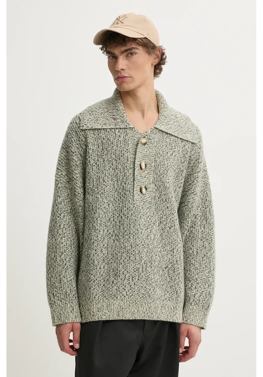 obrazek 1 Nanushka sweter wełniany DELIER męski kolor zielony  NU24PFSW00699