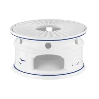 Picture A white porcelain tea heater from Germany decorated with a bird motif - Tettau