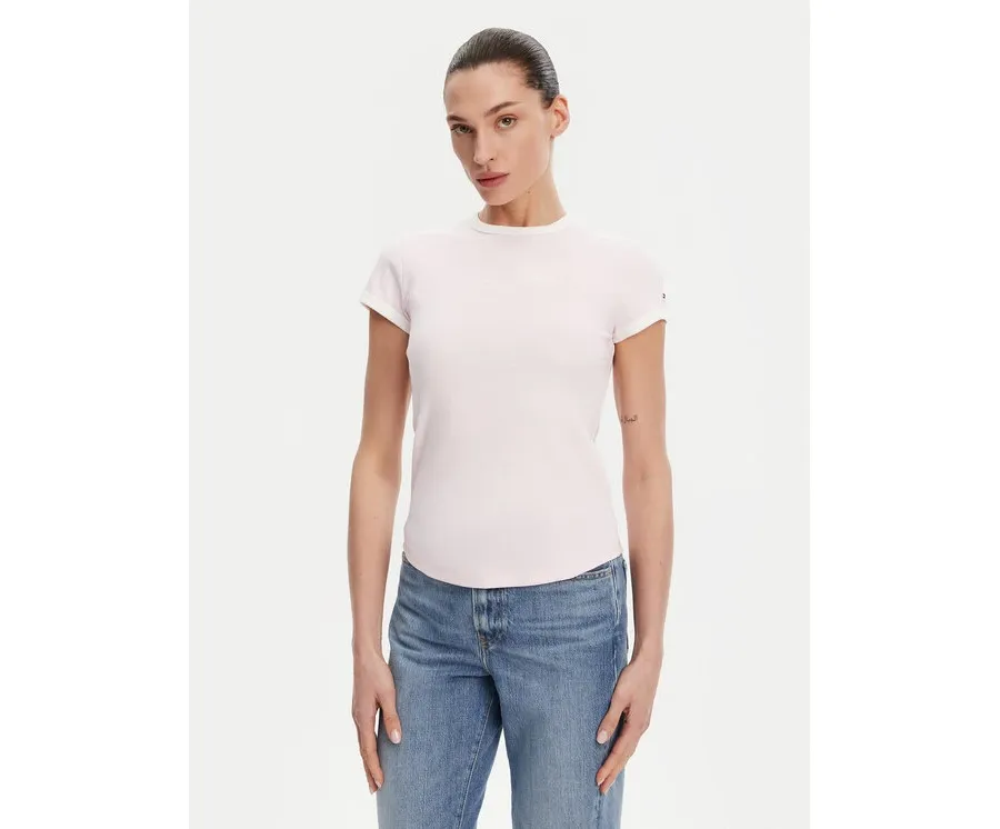 obrazek 1 Tommy Hilfiger T-Shirt WW0WW44581 Różowy Slim Fit