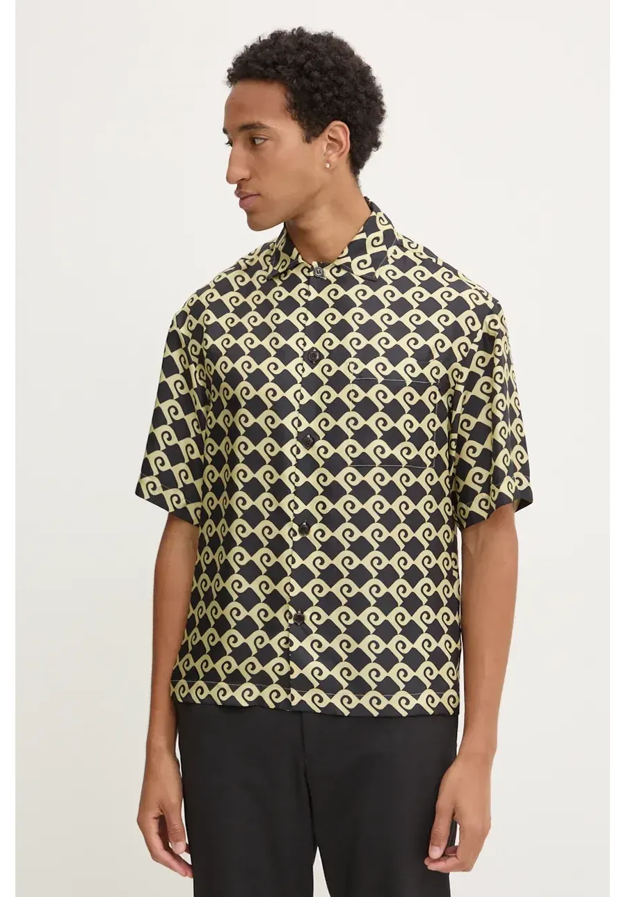 obrazek 1 Nanushka koszula jedwabna MAXTON kolor czarny relaxed z kołnierzykiem klasycznym NM24PFSH06298