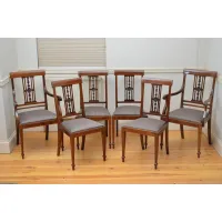 Picture High quality set of six (4+2) Edwardian mahogany and inlaid dining chairs