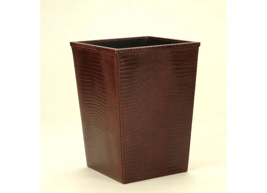 obrazek 1 Drewniany kosz pokryty skórą do stylowych biur - 23x23x31,5 cm