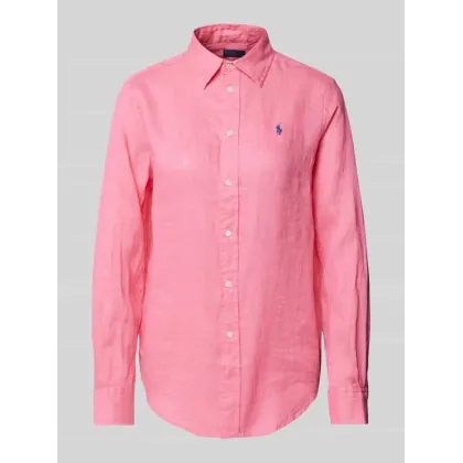 Zdjęcie Bluzka koszulowa o luźnym kroju z czystego lnu z listwą guzikową