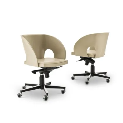 Zdjęcie Fotel konferencyjny pokryty skórą siodłową, z mechanizmem obrotowym, uchylnym i gazowym