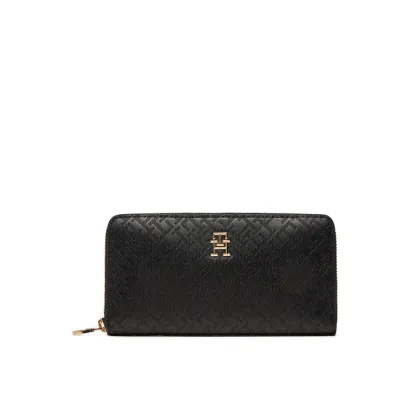 Zdjęcie Tommy Hilfiger Duży Portfel Damski Th Distinct Lrg Za Mono AW0AW17258 Czarny