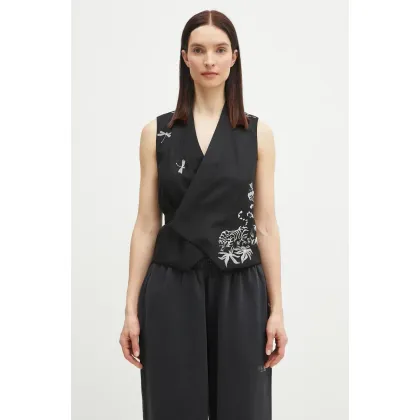 Zdjęcie Kenzo kamizelka wełniana kolor czarny jednorzędowa FF52GI0109RA.99