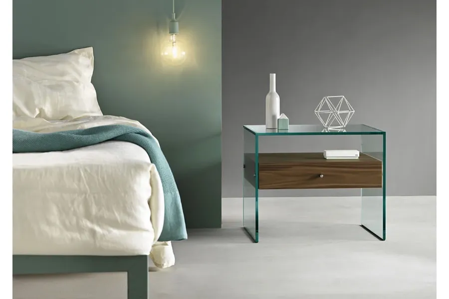 obrazek 2 Mały szklany stolik z drewnianą półką - Tonelli Design