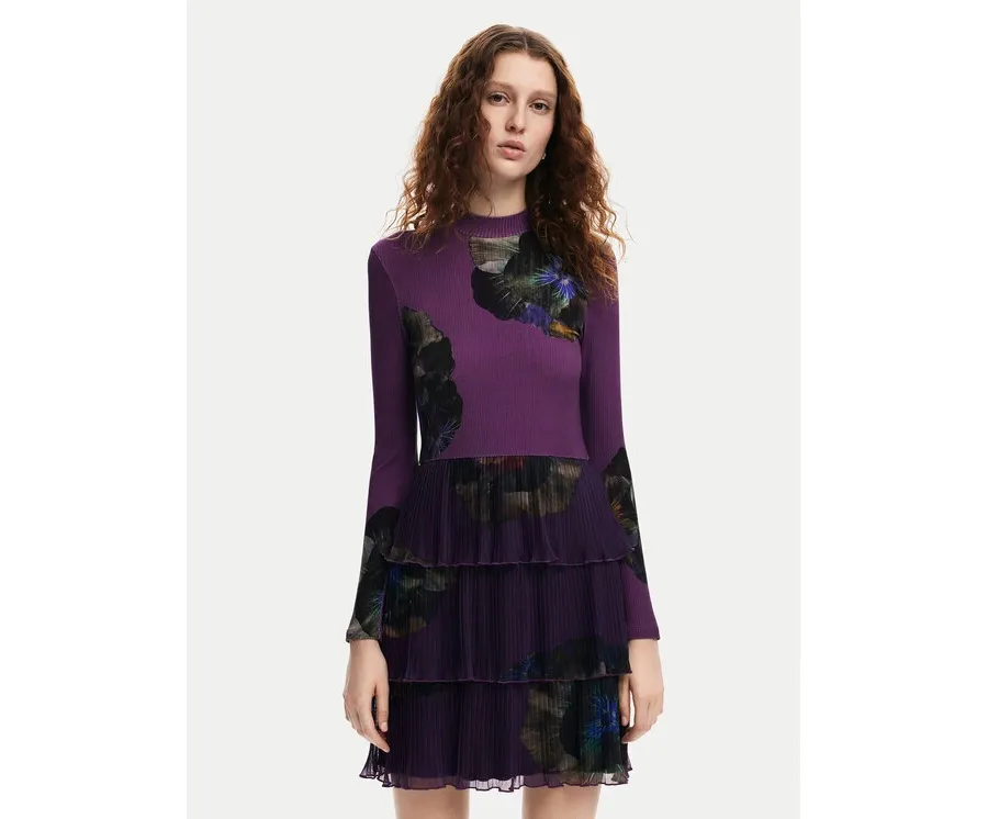 obrazek 1 Desigual Sukienka codzienna Pansee Lacroix 24WWVK34 Fioletowy Regular Fit