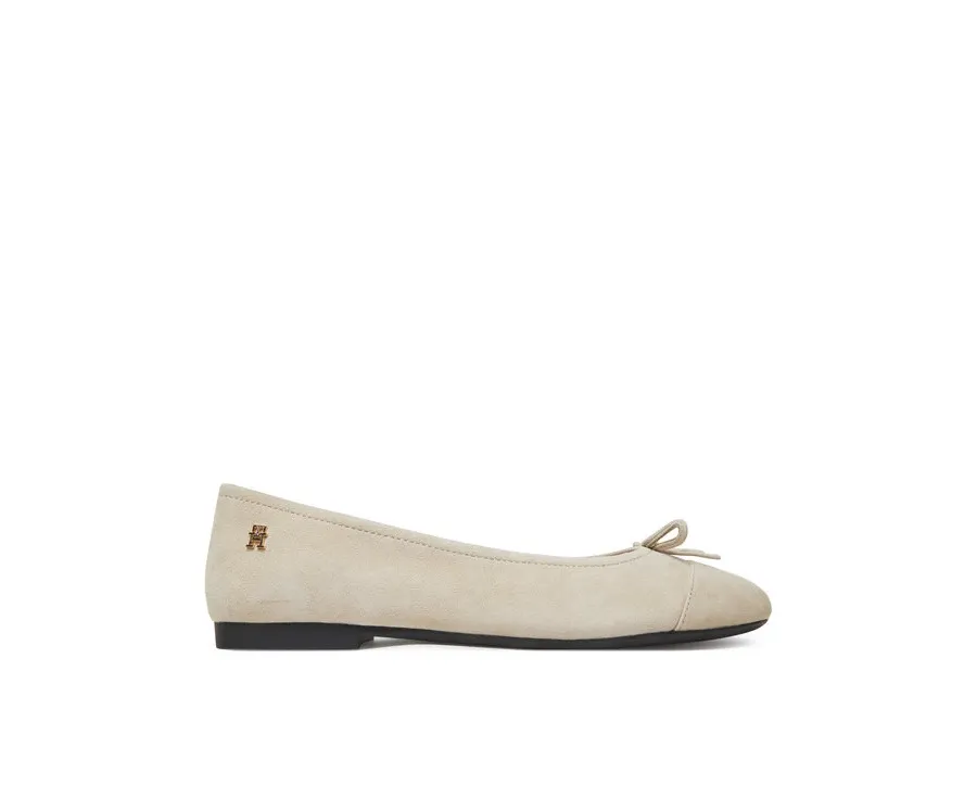 obrazek 1 Tommy Hilfiger Baleriny Toe Cap Suede Ballerina FW0FW08909 Beżowy