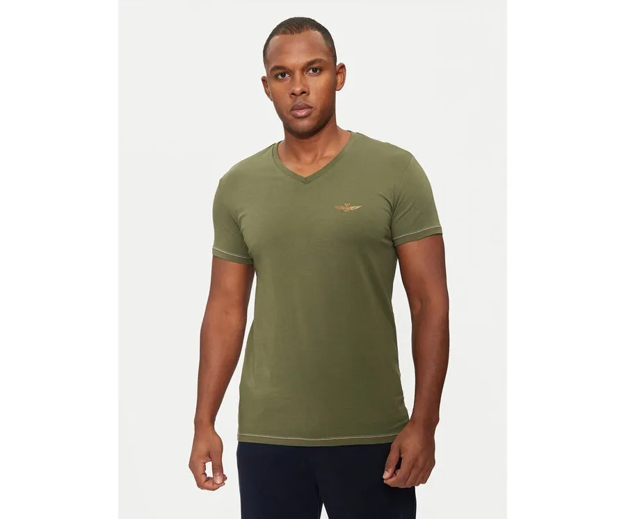 obrazek 1 Aeronautica Militare T-Shirt AM1UTI004 Zielony Slim Fit