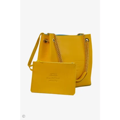 Zdjęcie Gustowna skórzana torebka w kolorze żółtym - Terrida