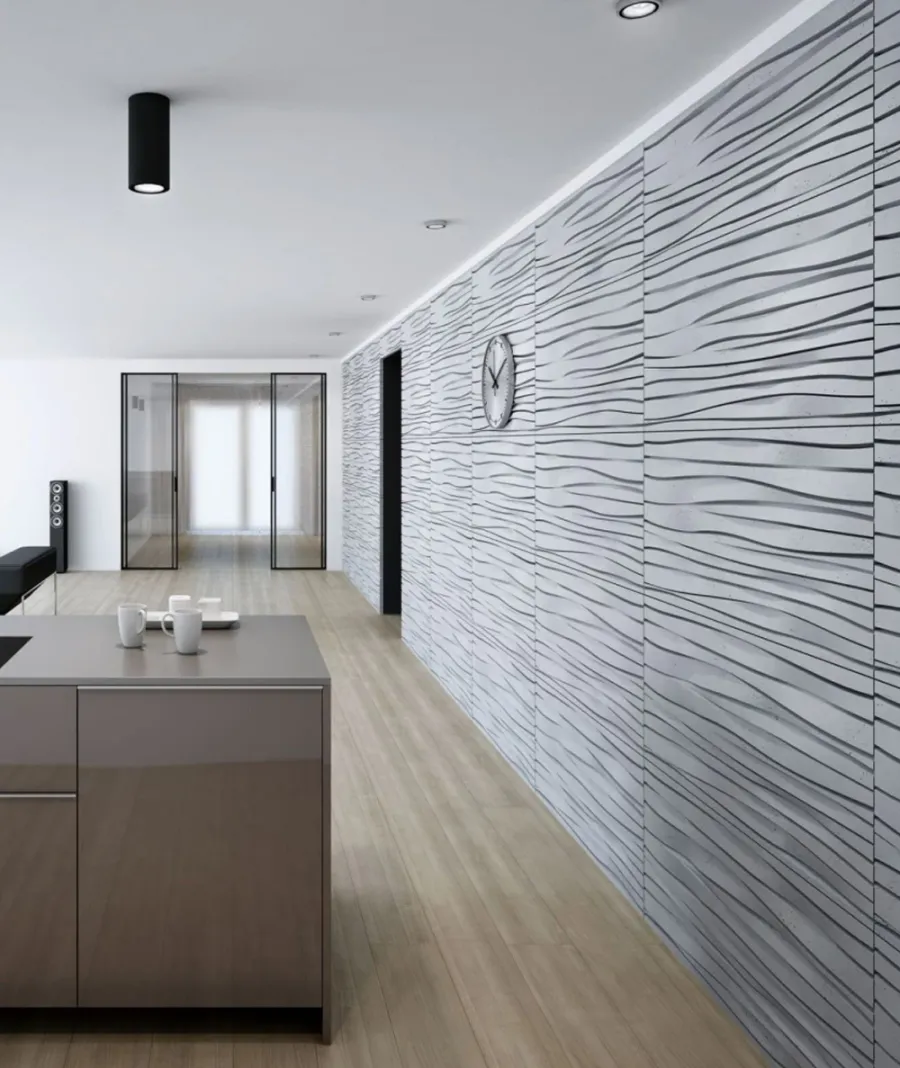 obrazek 1 100x50 cm VT - PB03 (B1 siwo biały) FALA - panel dekor 3D beton architektoniczny