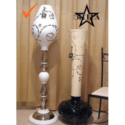 Zdjęcie Ceramiczna platynowo biała szampańska lampa