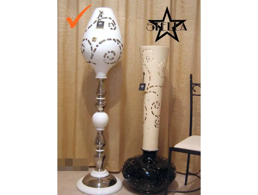 obrazek 1 Ceramiczna platynowo biała szampańska lampa