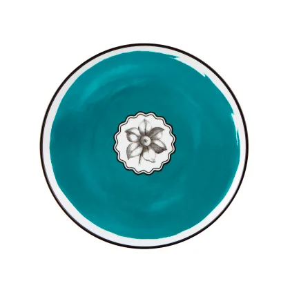 Zdjęcie Porcelanowy turkusowy talerz deserowy Herbariae z motywem inspirowanym kwiatami - Vista Alegre