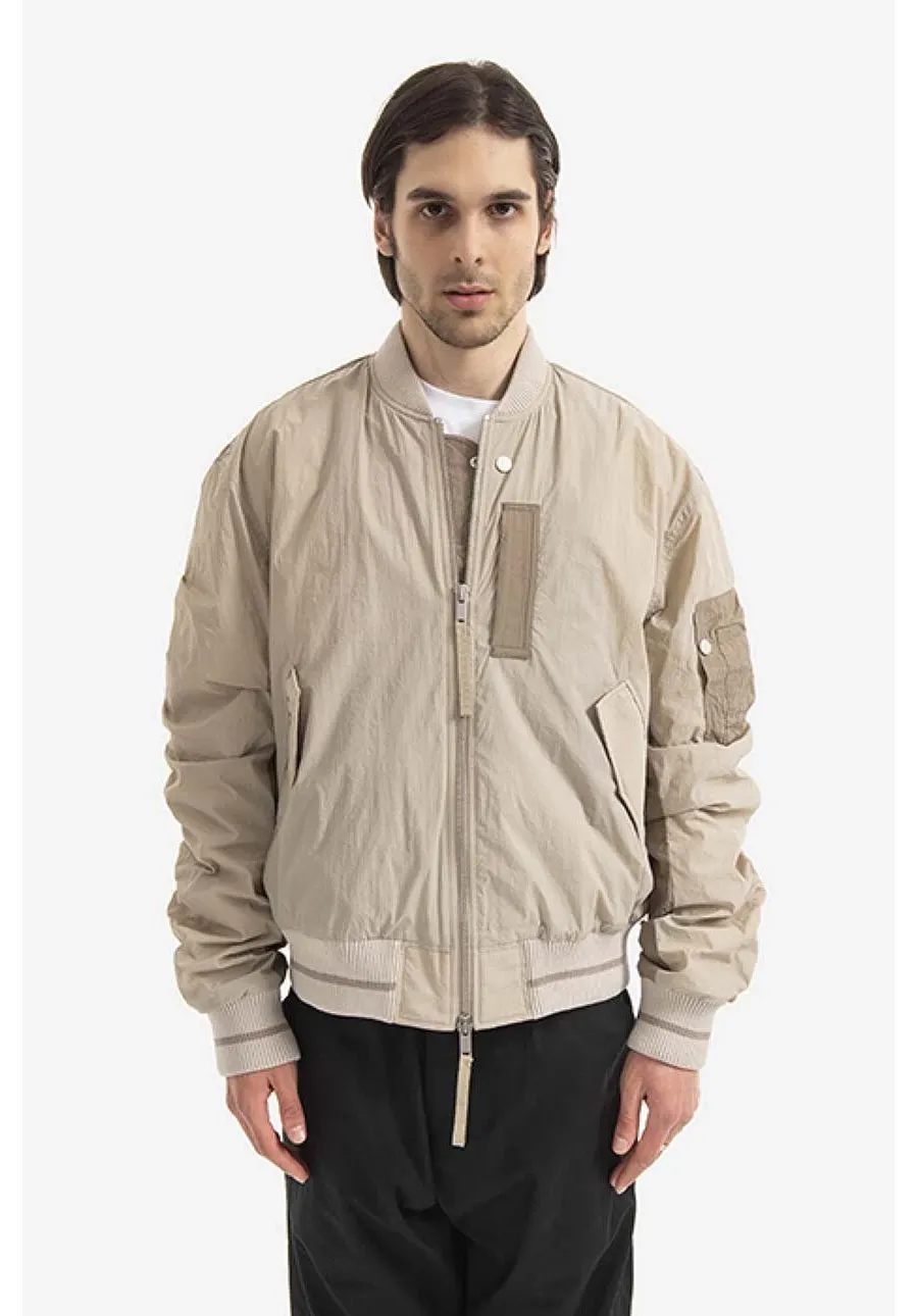 obrazek 1 Tom Wood kurtka bomber Purth Bomber Patched męski kolor beżowy przejściowa 22203.033-BEIGE
