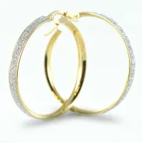 Picture Sophisticated hoop earrings in yellow gold and glitter