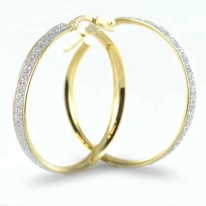 Zdjęcie Wyrafinowane kolczyki koła z żółtego złota i brokatu