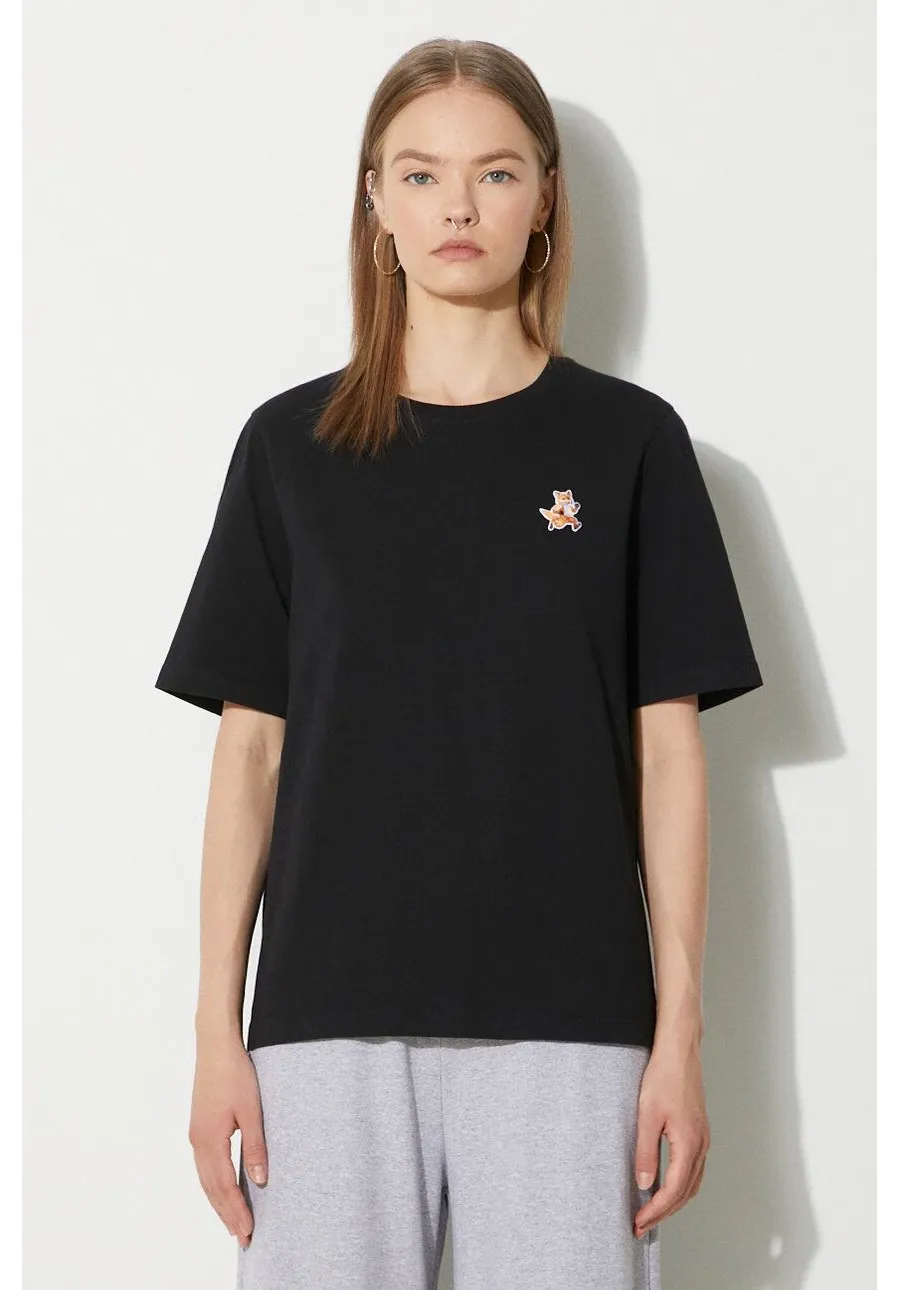 obrazek 1 Maison Kitsuné t-shirt bawełniany Speedy Fox Patch Comfort Tee Shirt damski kolor czarny MW00119KJ0008