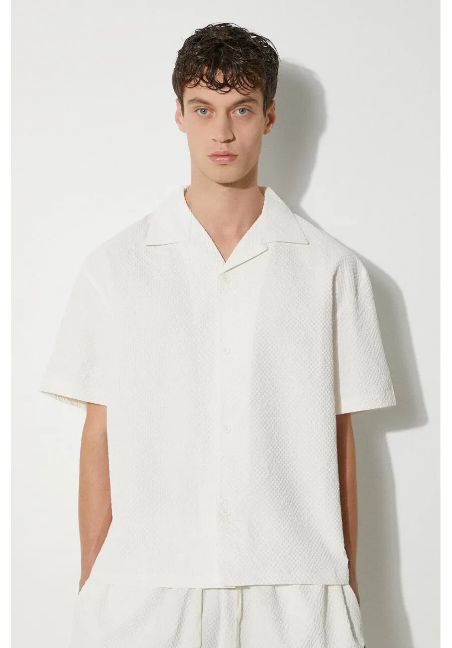 obrazek 1 MKI MIYUKI ZOKU koszula Seersucker Vacation Shirt męska kolor beżowy relaxed z kołnierzykiem klasycznym SEERSUCKER.VACATION.SHI