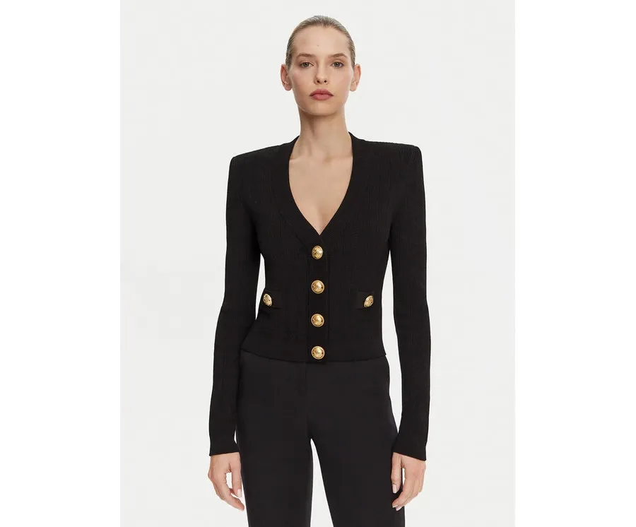 obrazek 1 Balmain Kardigan DF1KL007KB07 Czarny Regular Fit
