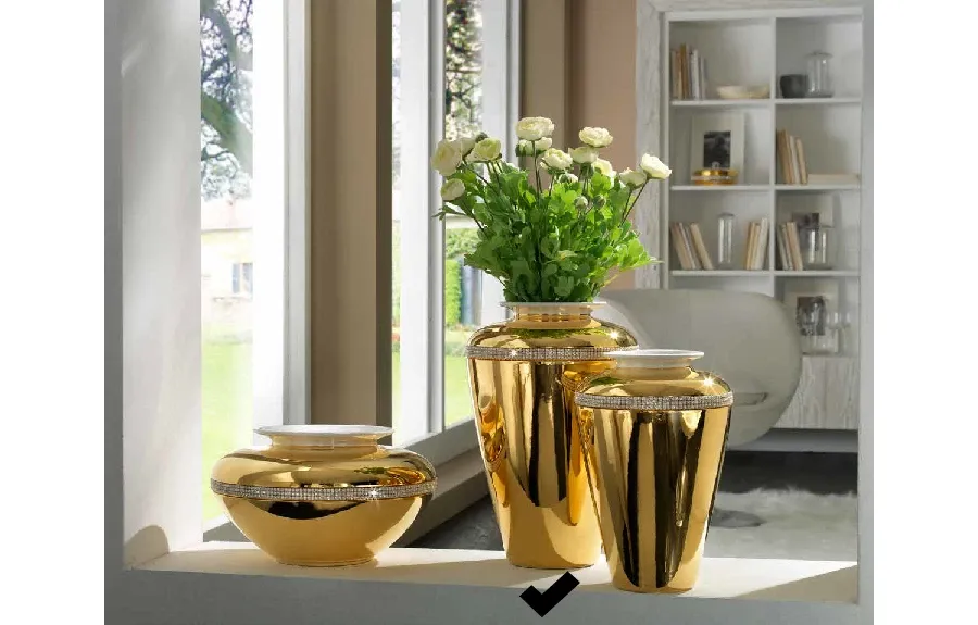 obrazek 1 Elegancki, duży, złoty wazon w nowoczesnym stylu - Bruno Costenaro