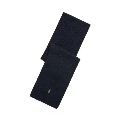 Zdjęcie Polo Ralph Lauren szalik wełniany kolor granatowy gładki