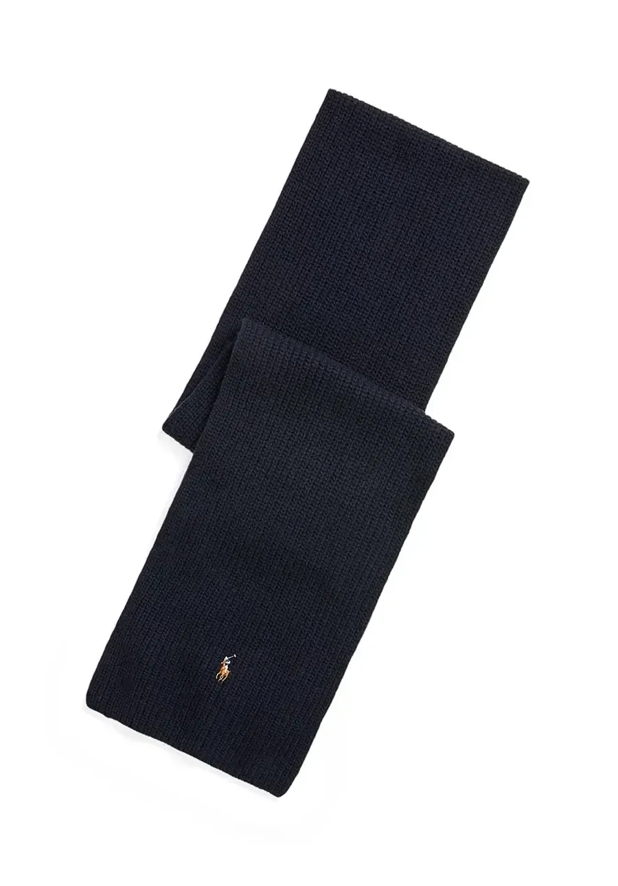 obrazek 1 Polo Ralph Lauren szalik wełniany kolor granatowy gładki