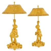 Zdjęcie Cudowna para lamp ozdobnych z cherubinami na biurko