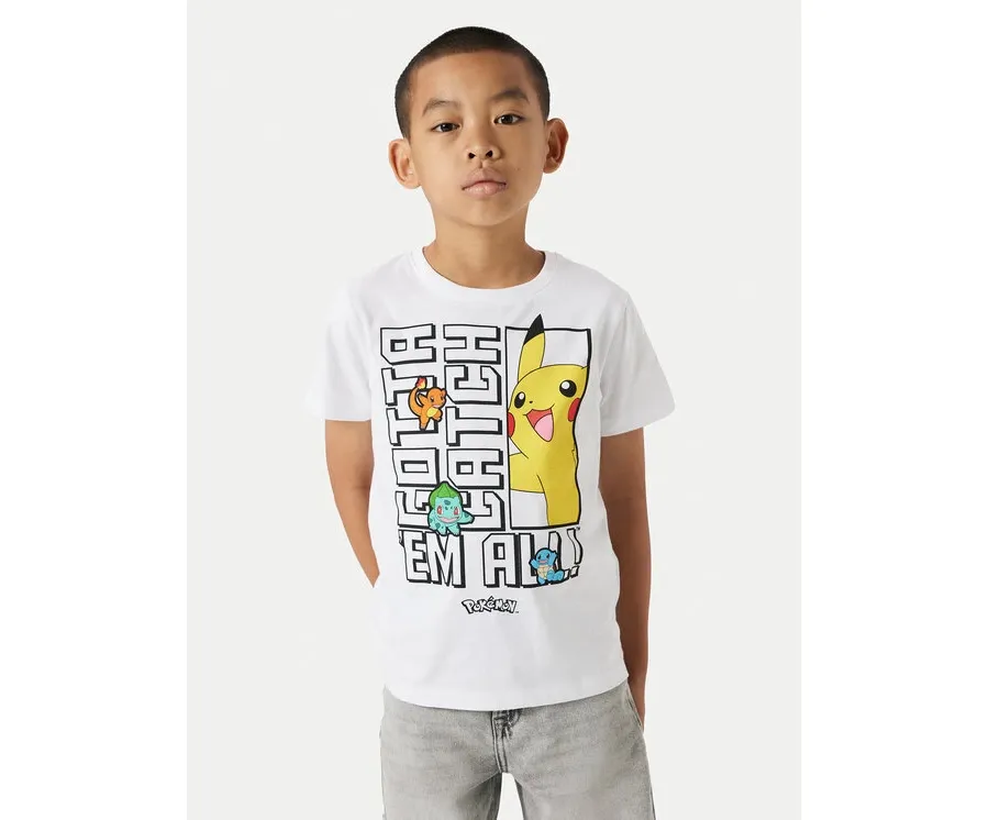 obrazek 1 NAME IT T-Shirt Flame Pokemon 13240895 Biały Standard Fit