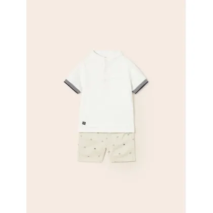 Zdjęcie Mayoral Komplet polo i spodenki 1296 Biały Regular Fit