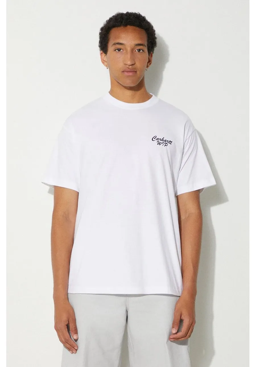 obrazek 1 Carhartt WIP t-shirt bawełniany Friendship męski kolor biały z nadrukiem I033641.00AXX