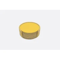 Picture A set of cedar yellow and white leather placemats - for the dining room