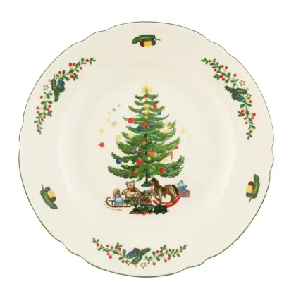 Zdjęcie Okrągły talerz obiadowy z porcelany 25 cm zdobiony świątecznym motywem - Seltmann Weiden