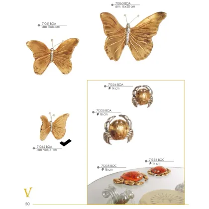 Picture Decorative, ceramic, gold butterfly 9 cm - Valle d'oro Patchi