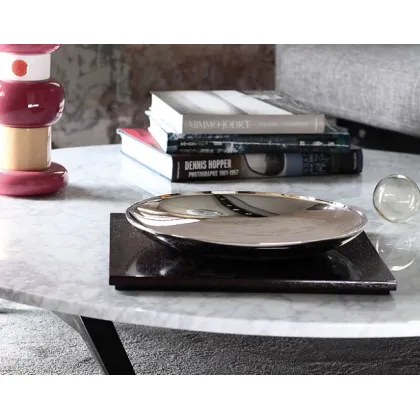 Zdjęcie Nowoczesna posrebrzana misa Contemporaneo z podstawą z drewna wenge