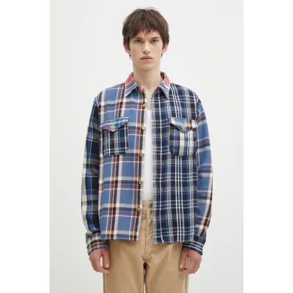 Zdjęcie Human Made koszula Crazy Check Longsleeve Shirt męska kolor niebieski relaxed z kołnierzykiem klasycznym HM28SH014