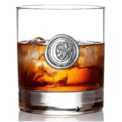 Zdjęcie Stylowa szklanka do whiskey z literką dekoracyjną